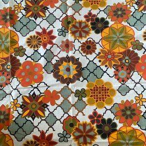 Retro multi-colored Floral floral print, linen/Cotton Fabric. Approx 3 yds